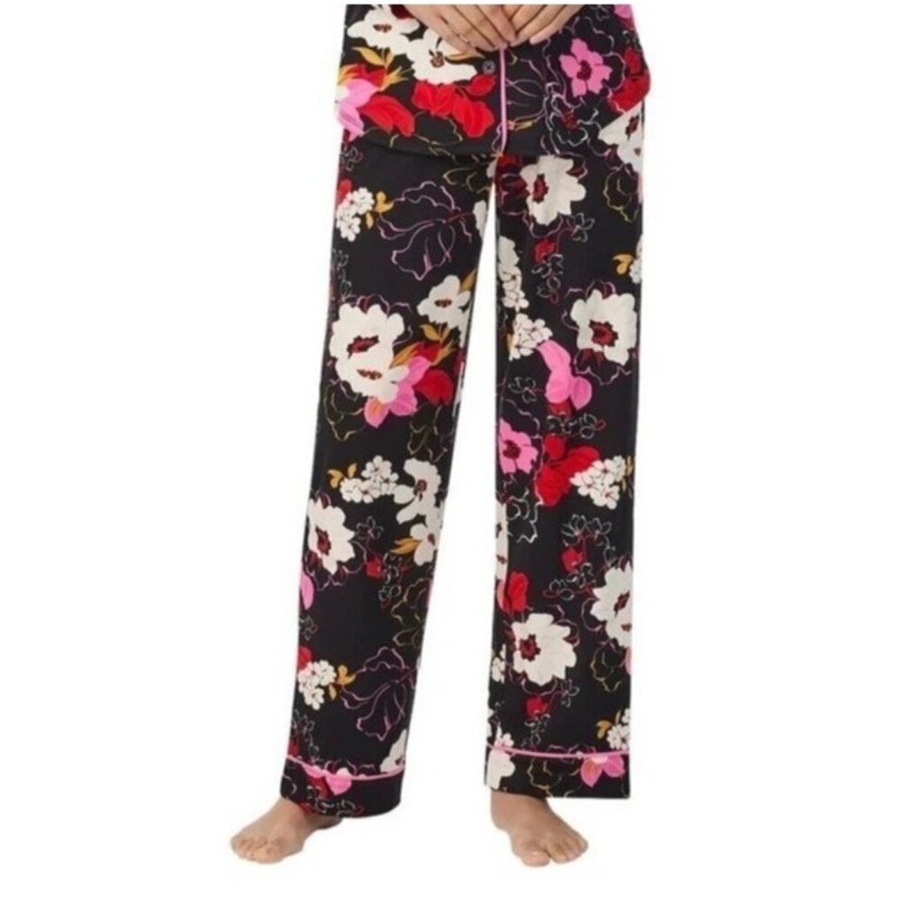 Room Service Women's Size Large Floral Black Pajama Pants G1950
